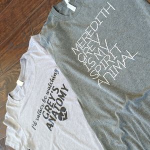 GREY'S ANATOMY I Bundle of 2 Grey's Themed Crew Neck T-Shirts, XS and M